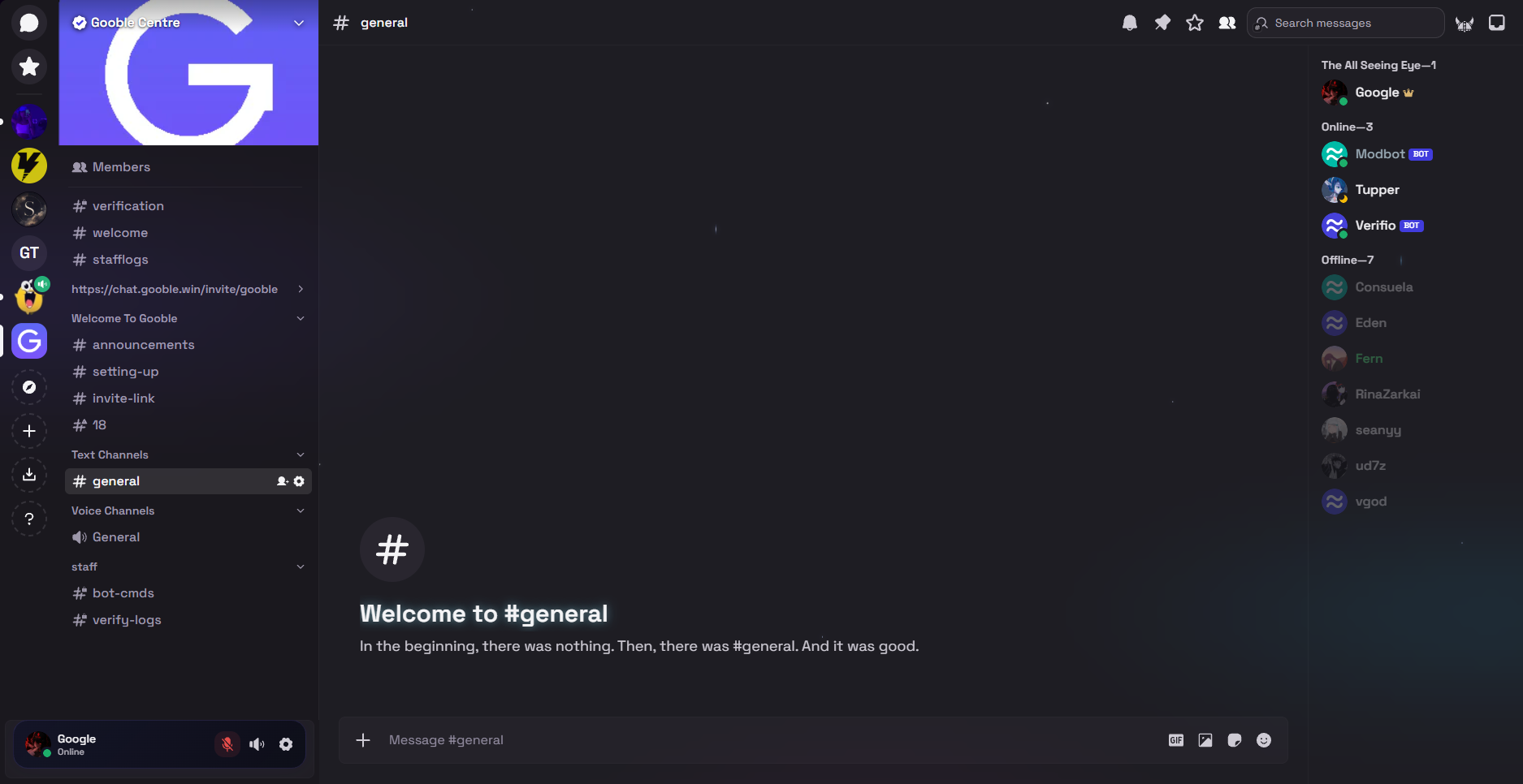 Gooble chat client — #general